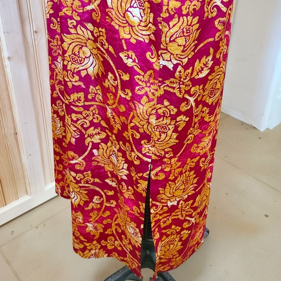 Vintage Oscar de La Renta Satin Caftan Dress Robe - Picture 7 of 8